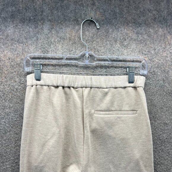 Theory Flare Pants Women 0 Beige Pull On Knit Stretch Crepe Trouser Cotton - Picture 3 of 10